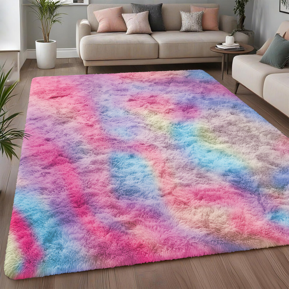 Imperial Rooms (200Cm X 290Cm (6Ft 8" X 9Ft 7"), Rainbow) Extra Large Rug Soft Shaggy Living Room Carpet Mat
