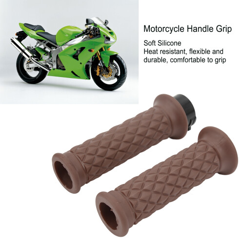 Motorcycle Handle Grip 25mm Left Right Silicone ABS Universal Fit Brown 2