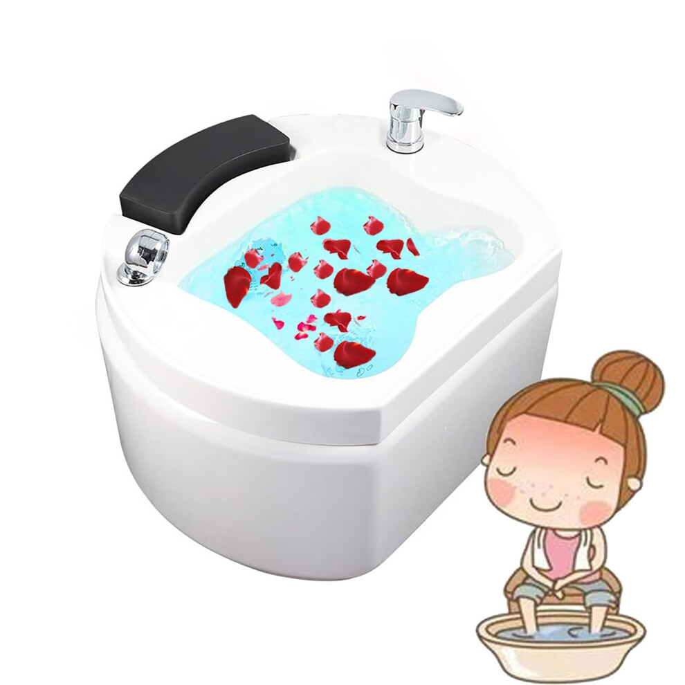 White Heated Foot Spa With Led Lights And Whirlpool Massage Acrylic Pedicure Foot Bath Basin