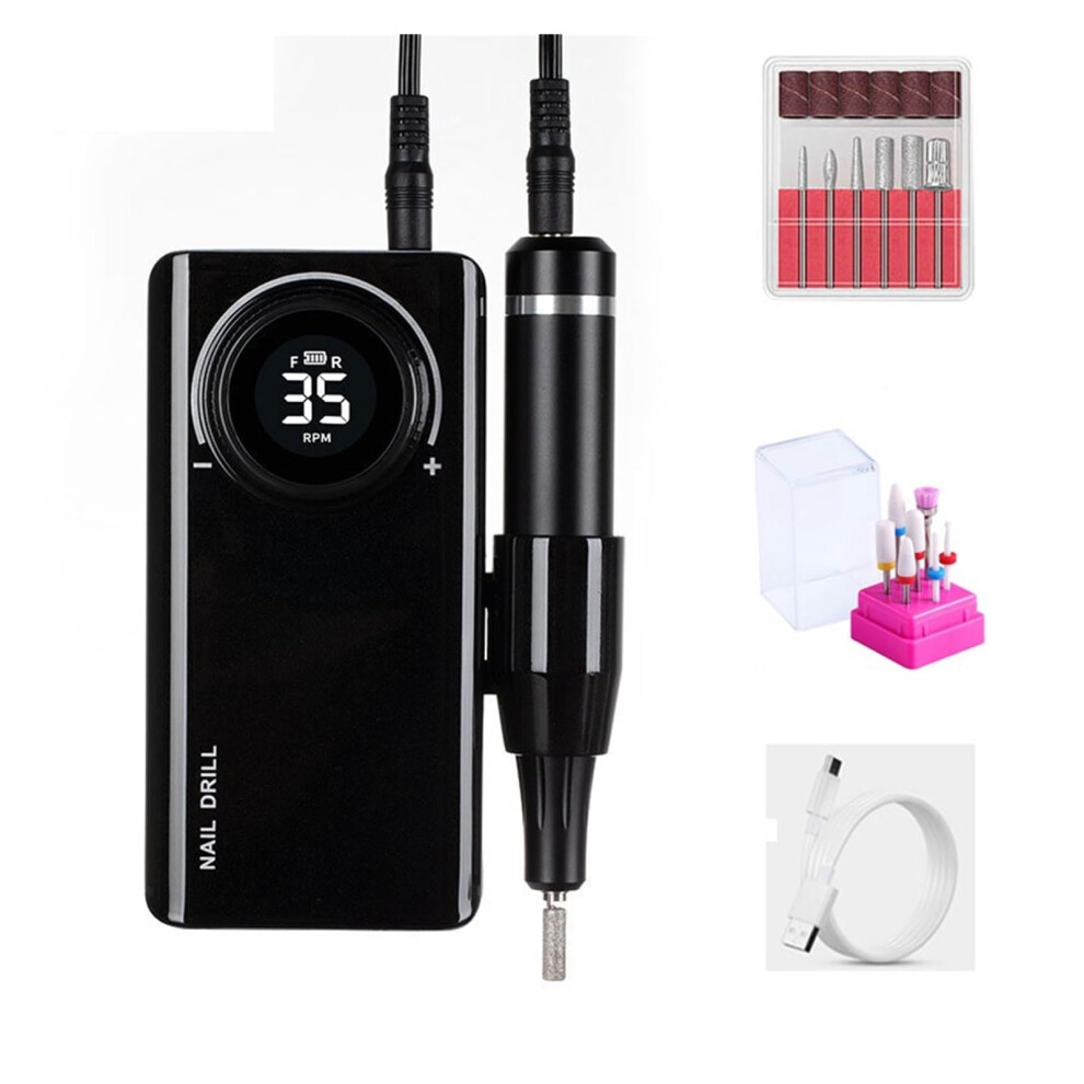 Electric Nail Drill 35000RPM Rechargeable with LCD Display for Acrylic Nails Manicure Pedicure