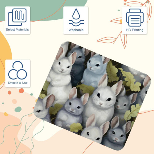 Χαριτωμένο Mouse Pad Οικογένειας Τσιντσιλά 8,3'' x 9,8'', Αντιολισθητική Βάση από 2