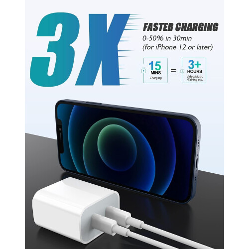 Φορτιστής τοίχου EpicGadget20W USB C2, συμβατός με iPhone13/12/11Pro Max, συμβατός με iPad Pro, MacBook, 2