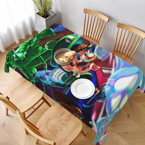 Mario Rectangular Tablecloth Water Resistance Antiwrinkle Spillproof Soft Fabric Table Cloth 60"X90"