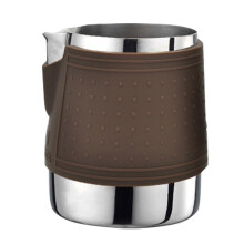 Jarra de café de silicona con boquilla puntiaguda, antiescaldaduras, para espumar leche, ideal para el hogar y cafeterías (marrón).