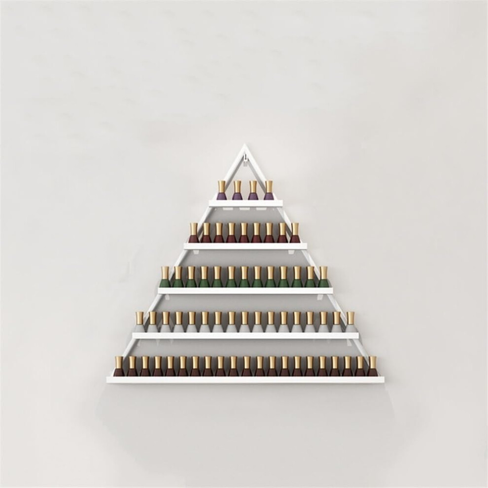 Metal Wall Mounted Nail Polish Rack, Large Capacity Triangular Organizer Shelf for Salon and Home
