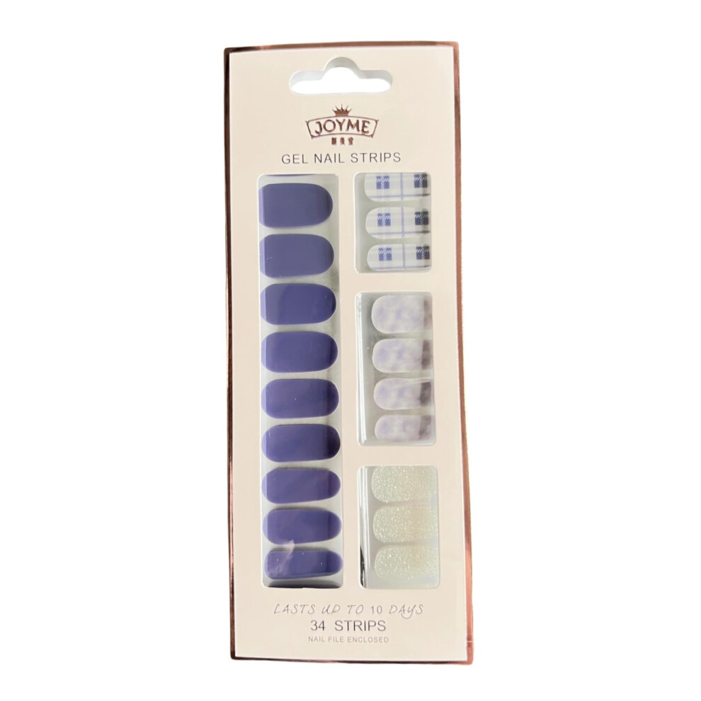 Light 34Pcs Uv Nail Stickers Gel Look Nail Polish Strips Gradient Full Wraps Multiple Sizes