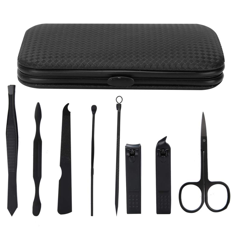 Manicure Set 8pcs Stainless Steel Grooming Kit with Nail Clippers Eyebrow Scissors TravelFriendly