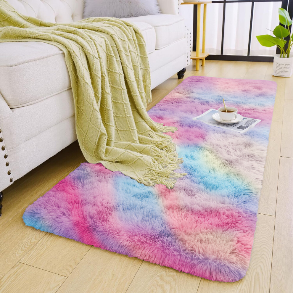 Imperial Rooms (60Cm X 220Cm (2Ft X 7Ft 3")_Runner, Rainbow Shaggy Rugs) Fluffy Rug Non-Slip Shaggy Rugs Living Room Carpet Multicoloured