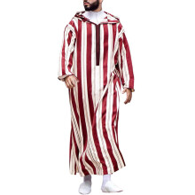 Men's Islamic Clothing Long Sleeve Kaftan Robe with Trousers VNeck Loose Fit XL Red