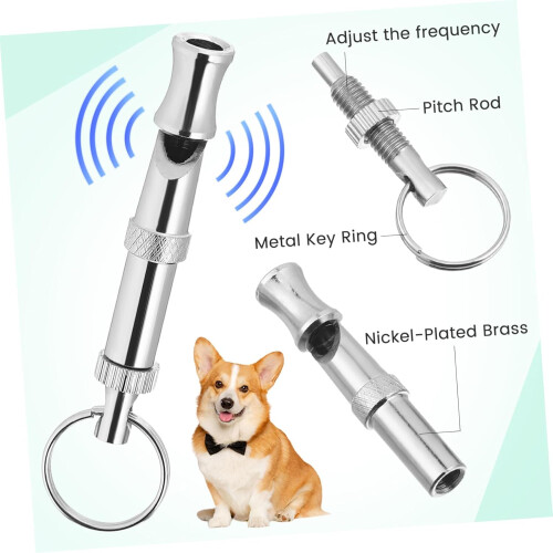 Dog Training Whistle Adjustable Ultrasonic Pitch Control  Pitch Metal with Key Ring Loop 1
