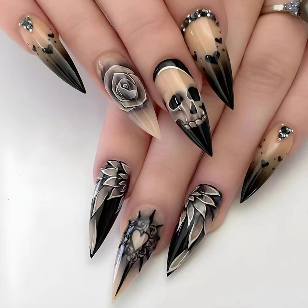 Halloween Press On Nails Style23 StyleA Reusable False Nail Tips for Quick Costume Party Upgrade