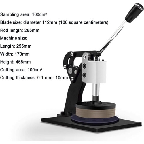 Round Sample Cutter for Textile, Carpet, Leather and Paper Discs, 100Sqcm Precision Tool 1