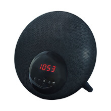 Enceinte portable PAVEOS avec horloge numérique, Bluetooth V5.0 et charge rapide, idéale pour la voiture et les activités de plein air (noire).