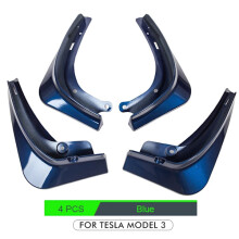 Kit com 4 para-lamas para Tesla Model 3 (dianteiro e traseiro) e protetor de para-brisa (azul)