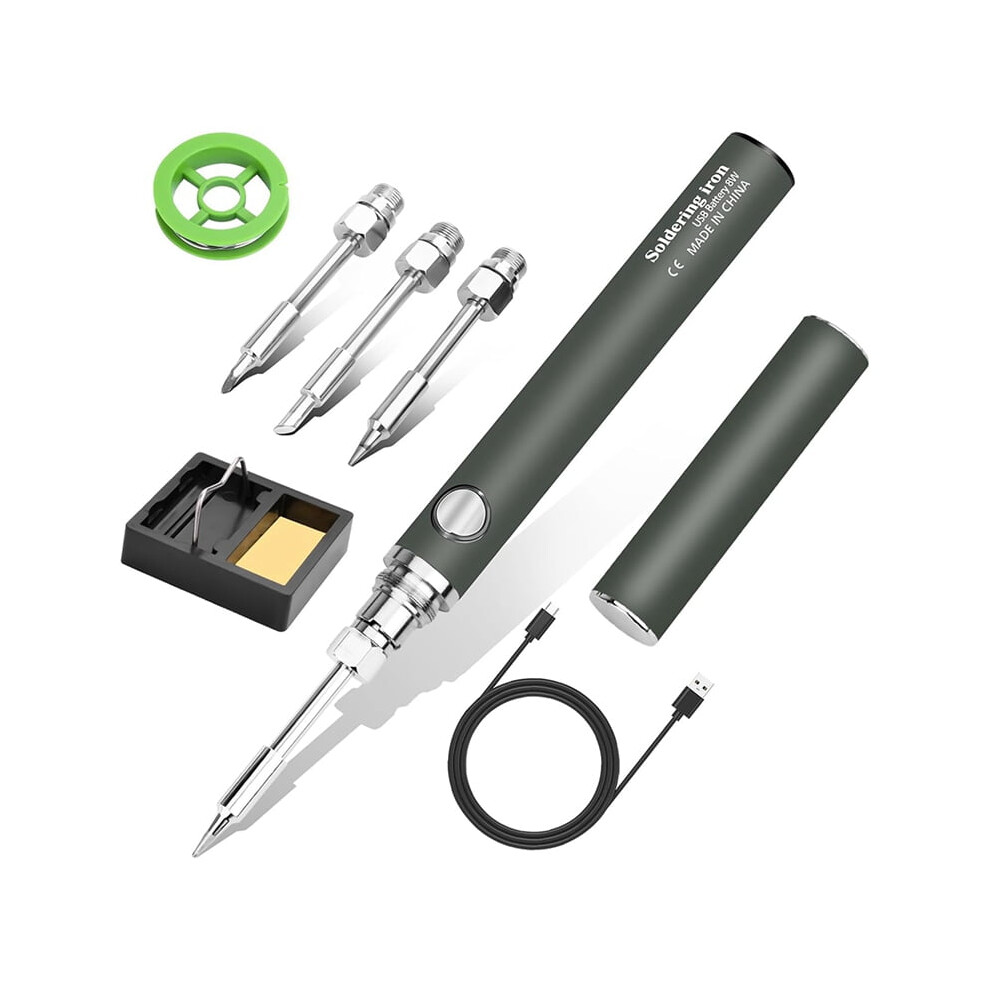 Cordless Soldering Iron Kit, Usb Rechargeable Cordless Soldering Iron, 3 Temperature Adjustment Soldering Iron - Grey 9402001847492