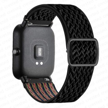 Banda Leaisteach Níolóin 20mm/22mm atá Comhoiriúnach le Amazfit GTS4/2/2e/3/Mini, GTR4/3/Pro/2, Bips, Stratos - Dubh