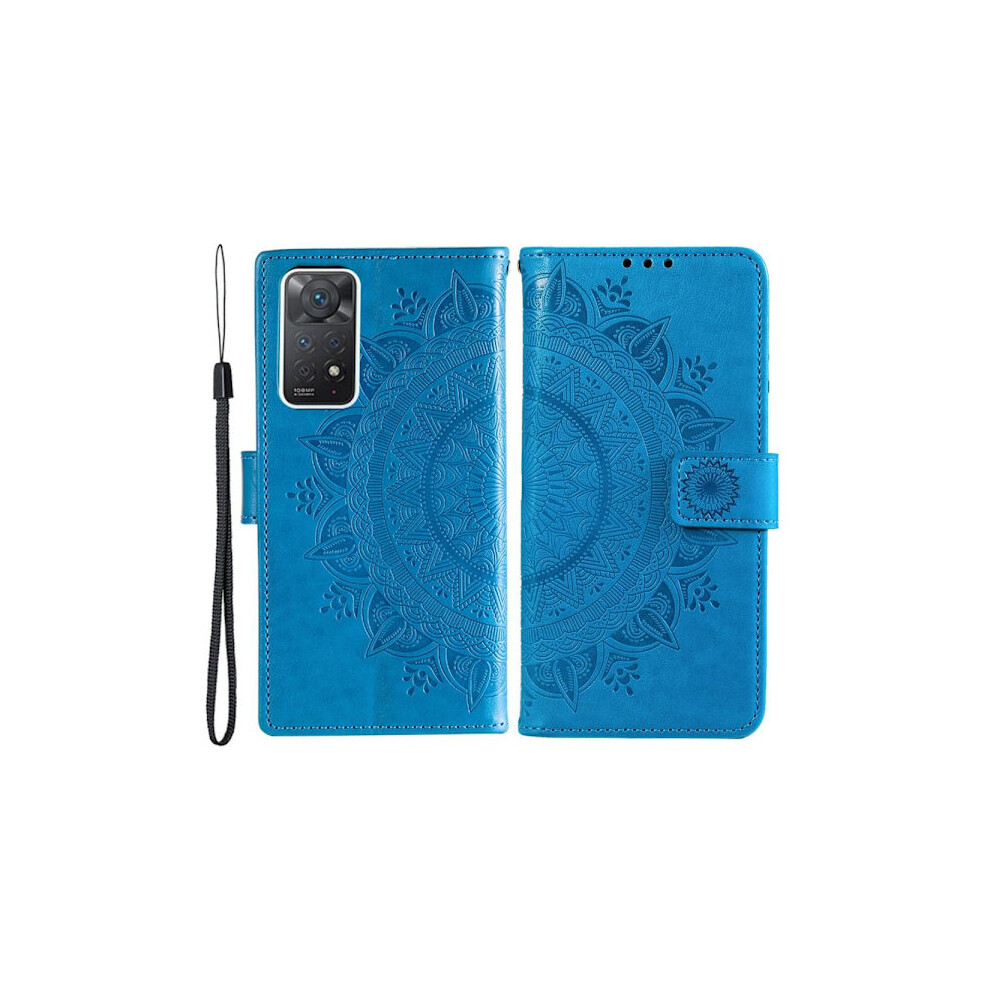 Skalo Compatible With Xiaomi Redmi Note 11 Pro Mandala Wallet Case - Blue 9433291403686