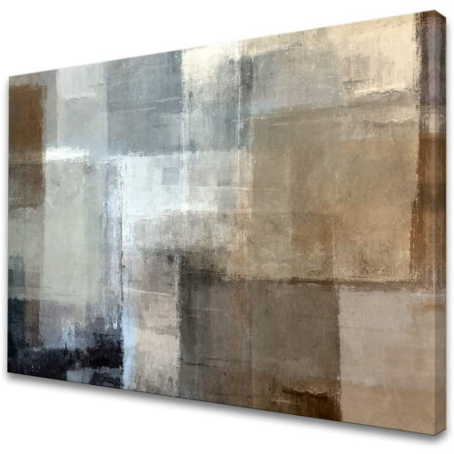 Αφηρημένη εκτύπωση σε καμβά ASPORIC, γκρι & καφέ, 24x20 ίντσες, συμβατή με διακόσμηση