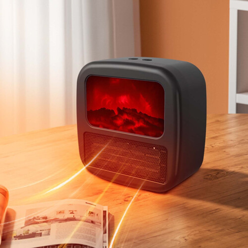 Κεραμική θερμάστρα χώρου Giyblacko1000W με δυναμική φλόγα, ενεργειακά αποδοτική και 1
