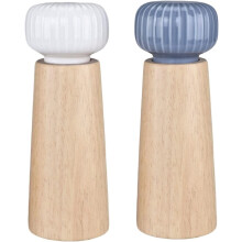 Juego de molinillos de sal y pimienta de madera, molinillo de pimienta con exquisita tapa de cerámica, molinillo recargable con grosor ajustable