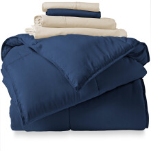 Bare Home Microfiber 5-Piece Dark Blue and Sand Bed in a Bag, Twin XL
