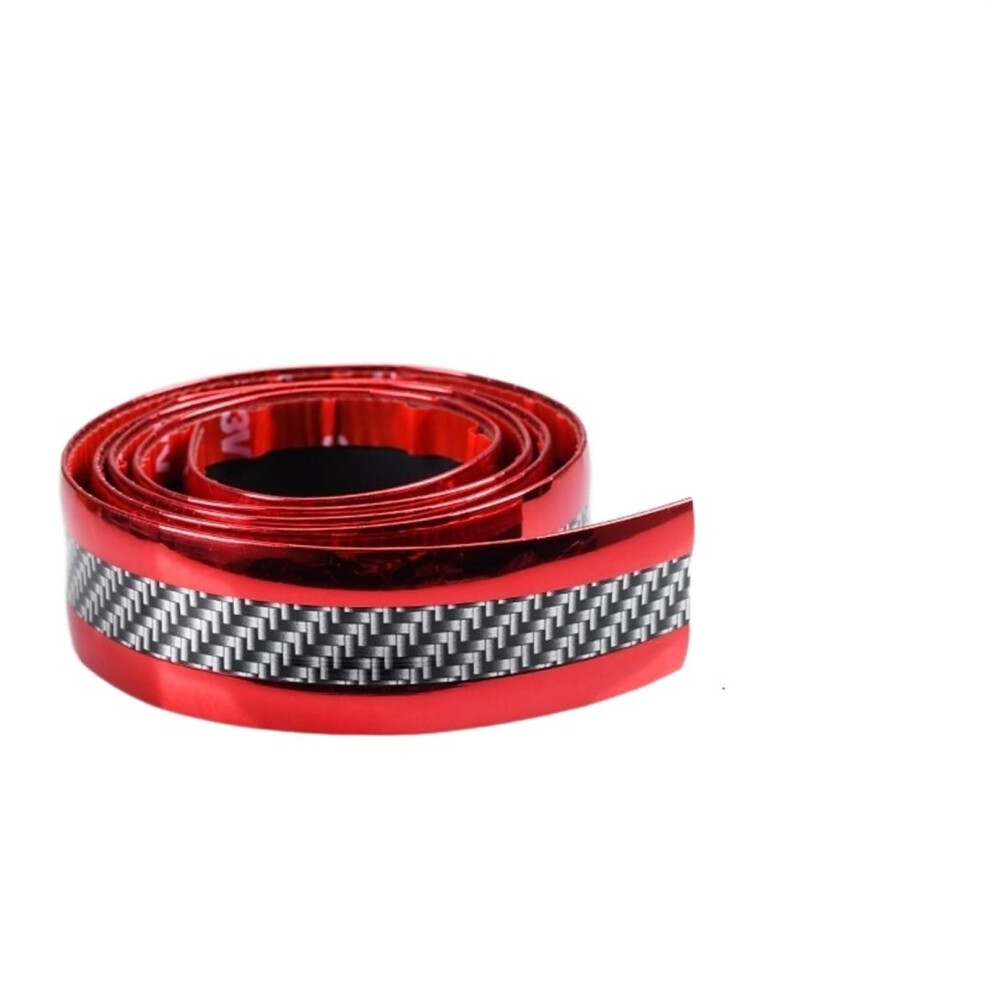 Car Door Sill Protector And Trunk Protector Rubber Anti Scratch Carbon Fiber Texture Bumper Film Red 9099447643001