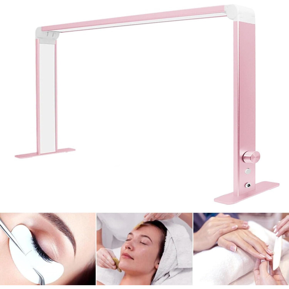 Pink Half Moon Nail Desk Lamp With Stepless Brightness And Adjustable Color For Lash And Beauty Salon
