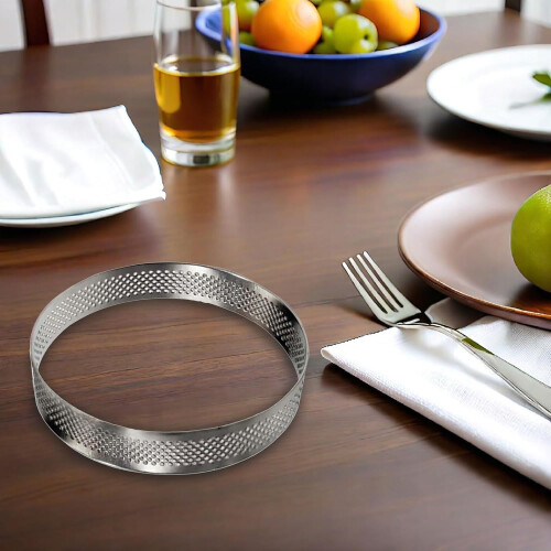 2pcs Stainless Steel Mousse Cake Ring Set with Perforated Tart Rings for Efficient Baking 2