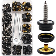 150 Pcs Canvas Snap Kit with Stainless Steel Screws and Setting Tools for Boat Covers, Marine Upholstery, Furniture (Black)
