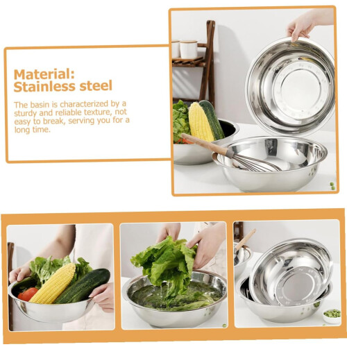 Large Stainless Steel Vegetable Washing Basin 28cm Durable MultiPurpose Kitchen Bowl 1