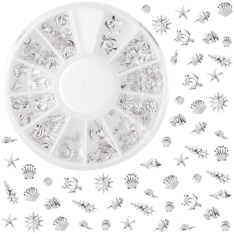 Silver Ocean Theme 3D Nail Art Decorations Sea Shell Starfish Charms Summer Beach Alloy Set