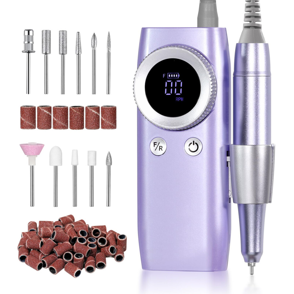 Electric Nail Drill 45000 RPM Cordless Professional Nail File with LCD Display for Gel and Acrylic Nails