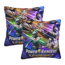 Zestaw 2 poszewek na poduszki Power Rangers w kolorze czarnym i kwadratowym, dwustronne, miękkie, dekoracyjne poszewki na poduszki do łóżka,