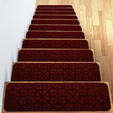 Stair Treads Carpet 7PCS Non Slip Self Adhesive for Wooden Steps Reusable Rugs for Pets Kids Elders Wine Red
