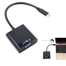 USB-C USB3.1 Type C for Adapter Cable VGA Male to VGA Female Video Transfer Converter 1080P for 12 inch