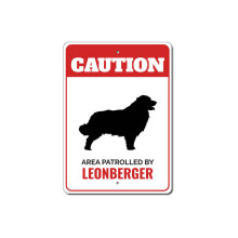 Patruljert av Leonberger Forsiktig Metallskilt Hundehus Kjæledyrrase Hundepote Størrelse: 8x12 tommer