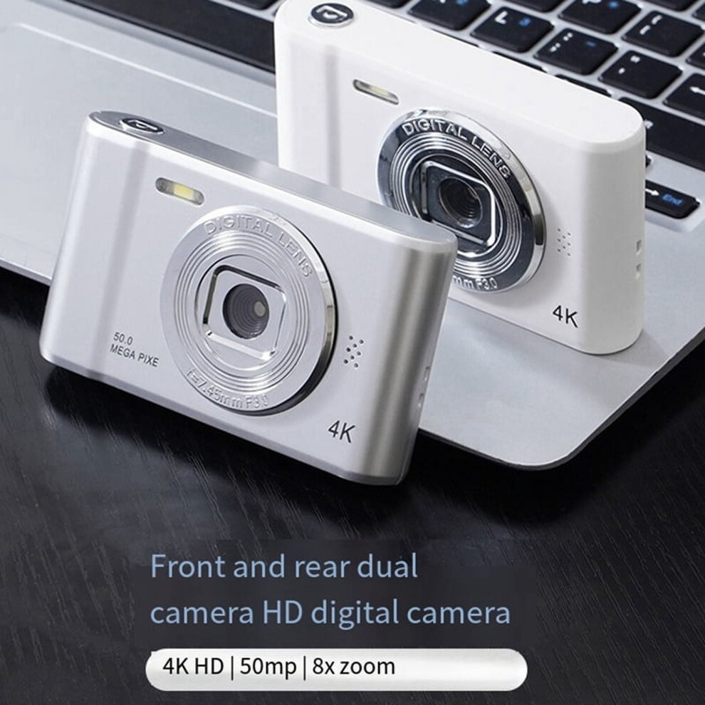4K Digital Camera Hd Photography Travel Selfie Camara 2.4Inch Selfie Mini Retro Cam White 9130661607933