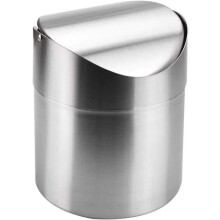 Mini steel office trash cans, tabletop trash can, mini trash can with lid for home office (12 * 12 *