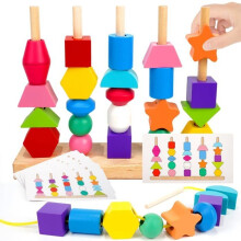 Lasten palapeli - Montessori - 2-in-1 puinen lelu - 25 palikkaa - Monivärinen - 2-4-vuotiaat