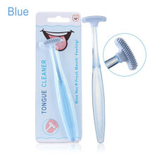 Soft silicone tongue brush cleans the tongue, freshens breath, and keeps it healthy.