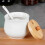 Cukierniczka - Vilde - White Ceramic - 250 ml - Bamboo Lid - Minimalist Design 2