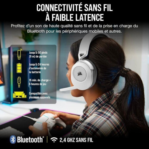 Wireless Multi-Platform Gaming Headset with Bluetooth - Dolby 7.1 Surround Sound - Omnidirectional Microphone - iCUE Compatible 1