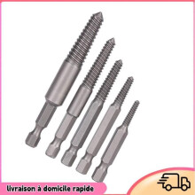 Broken Screw Extractor, Hex Shank, Fine Teeth, Bolt Removal Tool Set for Vehicle Repair