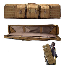 Double Shotgun Pouch Tactical Rifle Bag with Pistol Case for Hunting Shooting Airsoft 118cm Brown