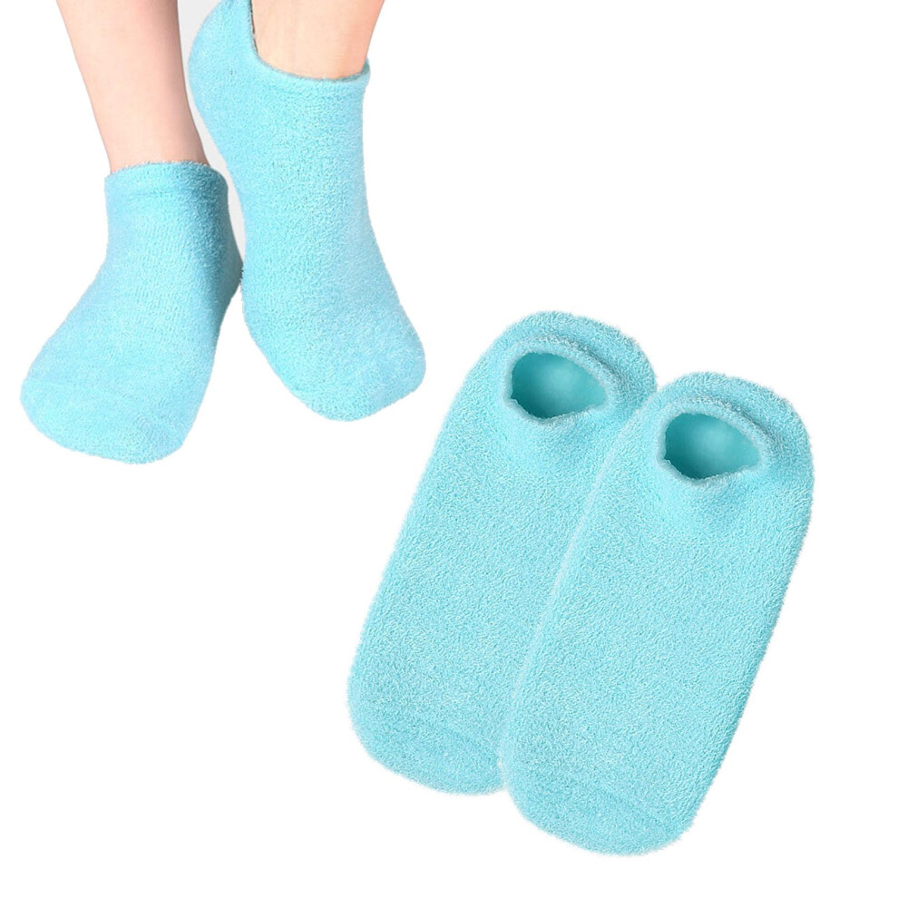 Blue Moisturizing Gel Socks For Dry Cracked Feet, Deep Hydration Reusable Hydrating Foot Care