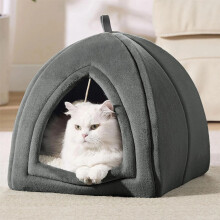 Bedsure Cat Cave Bed Indoor - Flannel Hooded Cat Igloo House Enclos