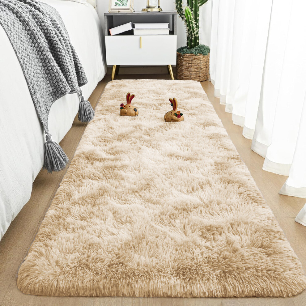Imperial Rooms (80 Cm X 300 Cm- Large Hallway Runner Rug, Tie Dye Cream) Shaggy Large Rugs Non Slip Bedroom Living Room Carpet Hallway Runner Rug