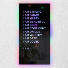 Ghojet Affirmations Mirror Wall Decor, Personalized with LED String Light, Acrylic Positive Affirmations Mirror, 15.75 x 7.87 in