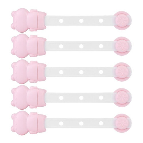 5 pcs multi-functional safety locks for baby drawers and cabinets, red