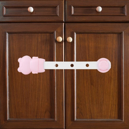 5 pcs multi-functional safety locks for baby drawers and cabinets, red 2